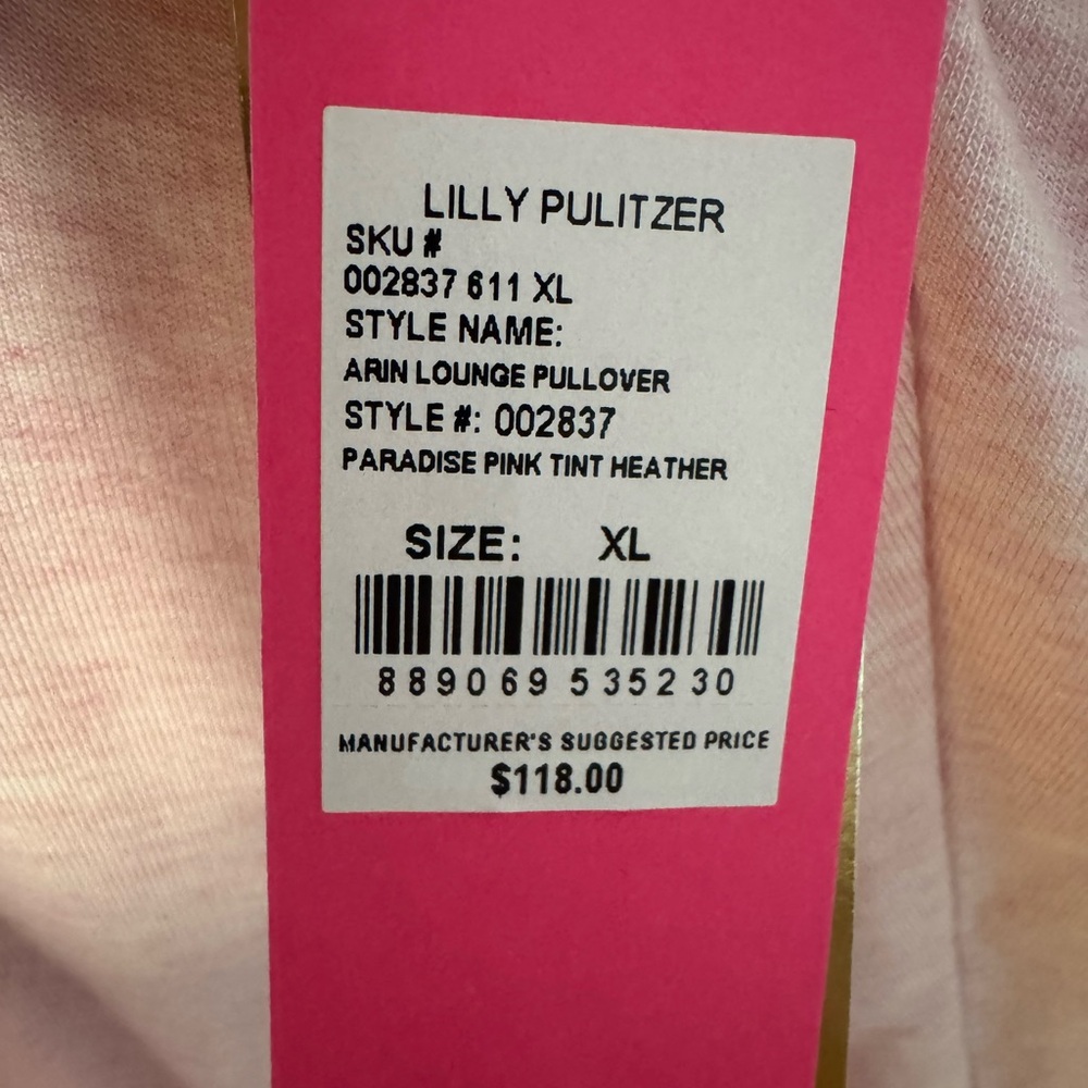 Lilly Pulitzer Aron Lounge Pullover Paradise Pink Tint Heather - Picture 3 of 3